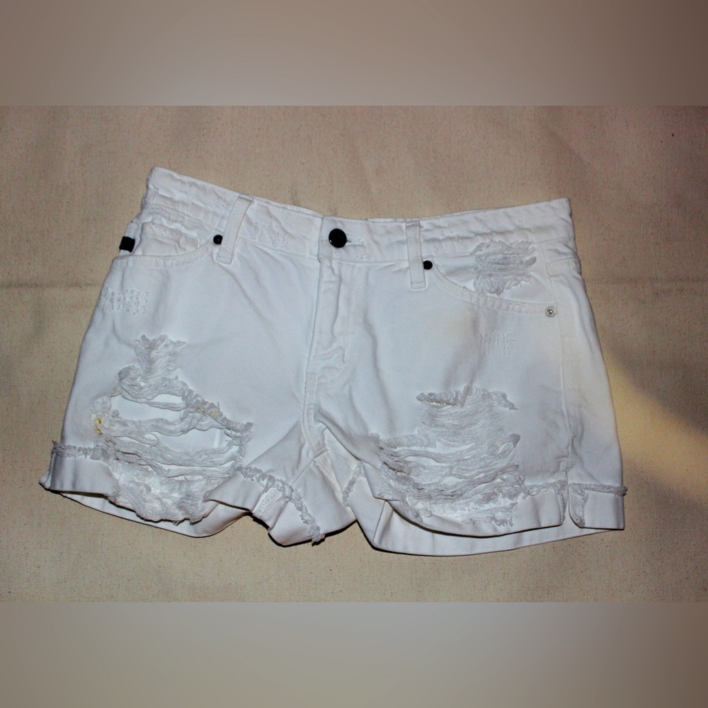 White jean shorts